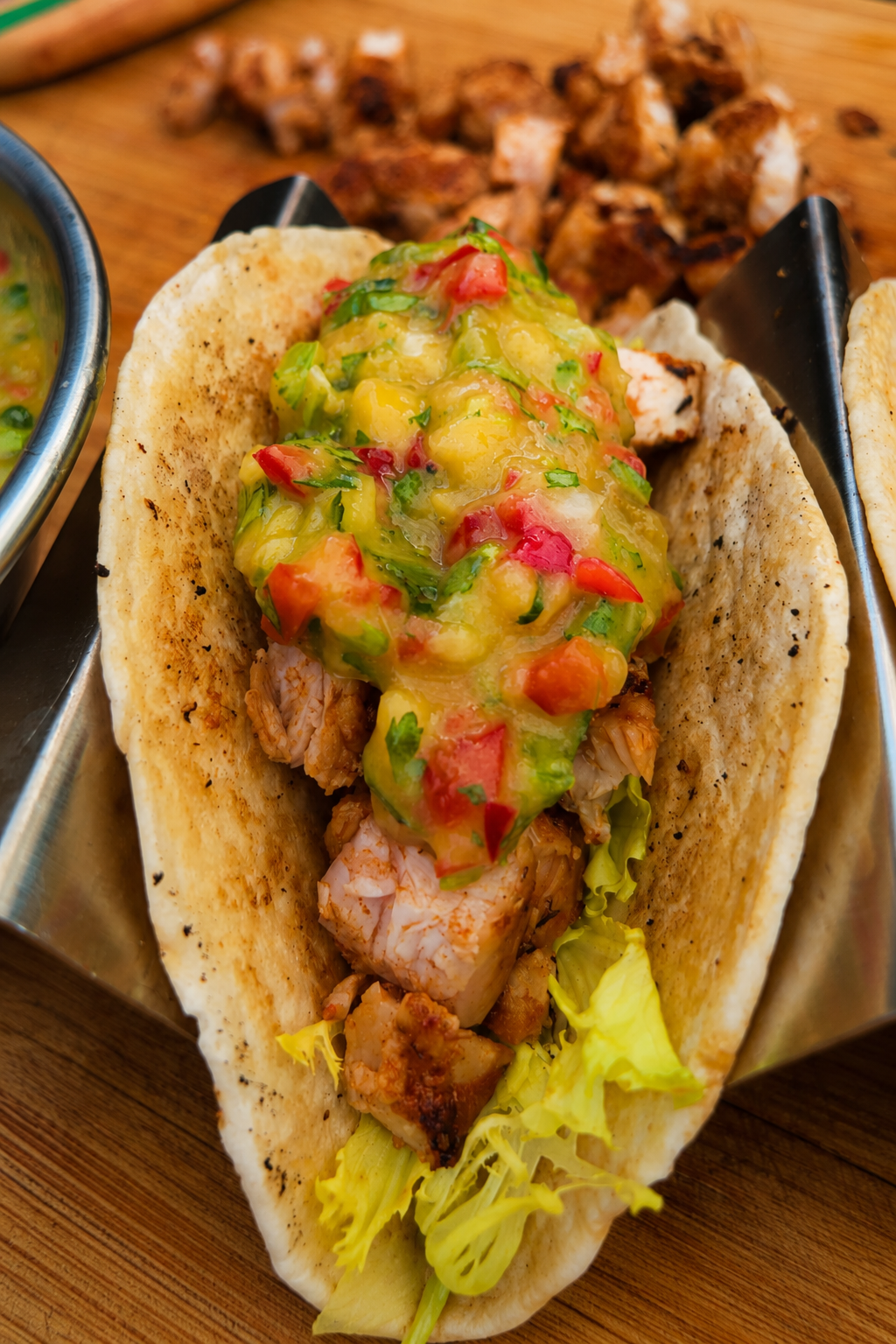 Weltmeister Kachelfleisch Tacos mit feuriger Mango-Salsa