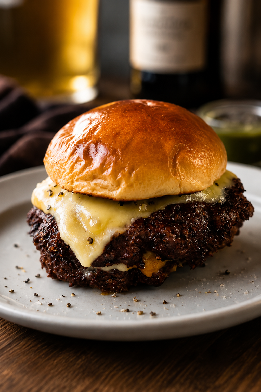 Double Smashburger mit Knofi-Gürkchen-Sauce