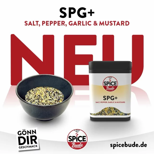 SPG steht für Salt, Pepper, Garlic – eine klassische Mischung, die im amerikanischen BBQ unverzichtbar ist. Unser SPG+ hebt diese traditionelle Mischung auf das nächste Level, indem wir gemahlenen Senf hinzufügen, um deine Grillergebnisse noch besser zu machen.