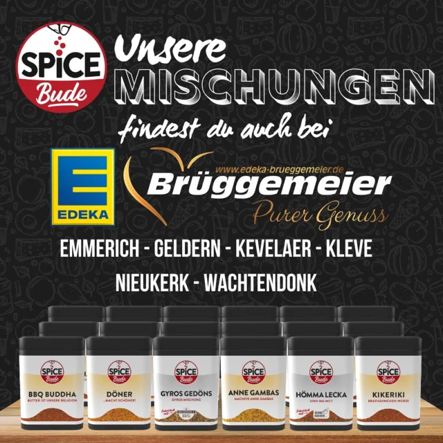 ✨ SPICE NEWS! ✨
Ihr habt gefragt – wir haben geliefert! 🎉 Ab sofort findet ihr eine Auswahl unserer leckeren Gewürzmischungen in allen Filialen von @edeka_brueggemeier ! 🙌🌿

Ob für eure nächste winterliche Grillparty, den perfekten Eintopf oder ein schnelles Abendessen – eure Lieblingsmischungen sind jetzt ganz nah. 😋🔥

Also nichts wie los, auf zur nächsten EDEKA Brüggemeier Filiale und eure Spicebude-Favoriten sichern! 🛒💥

#Spicebude #EDEKA #Brüggemeier #Gewürzmischungen #GenussPur #JetztImHandel #gönndirgeschmack